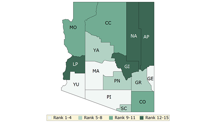 Arizona Health Outcomes map