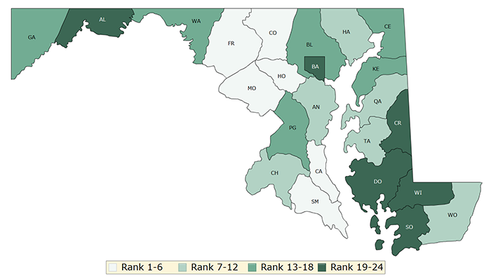 Maryland Health outcomes map
