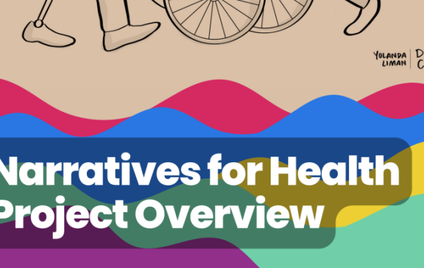 Top portion of infographic called Narratives for Health Project Overview