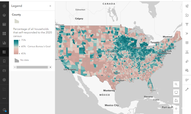 Map of Census Self-Response Participation from Esri Living Atlas