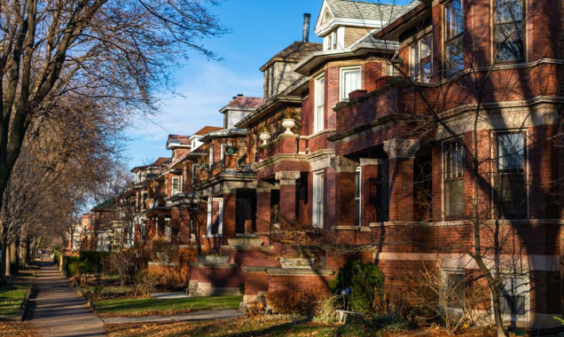 A row of houses in Andersonville, Chicago, IL
