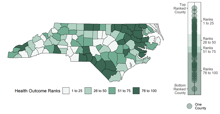 2022 North Carolina Health Outcome Ranks and Scores