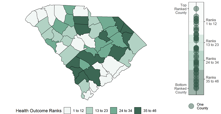 2022 South Carolina Health Outcome Ranks and Scores