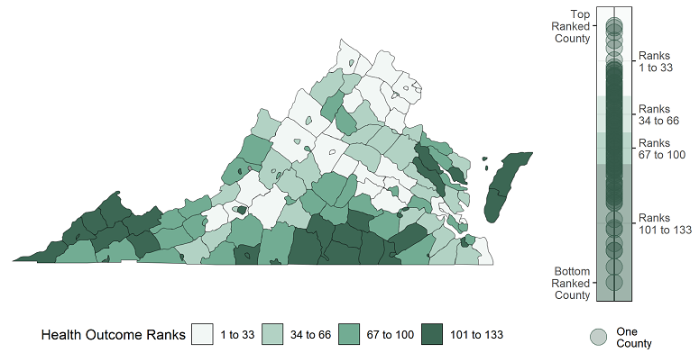 2022 Virginia Health Outcome Ranks and Scores