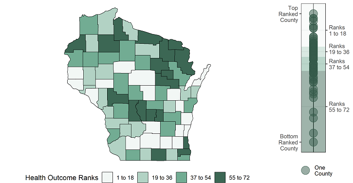 2022 Wisconsin Health Outcome Ranks and Scores