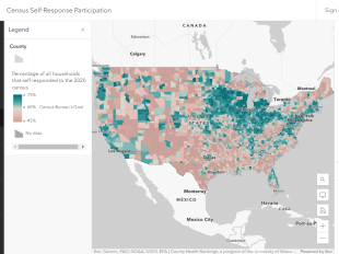 Map of Census Self-Response Participation from Esri Living Atlas