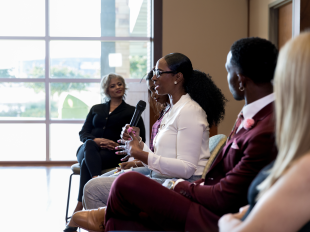 Woman speaks at conference