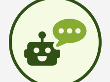 Evi icon showing green robot with a talking bubble