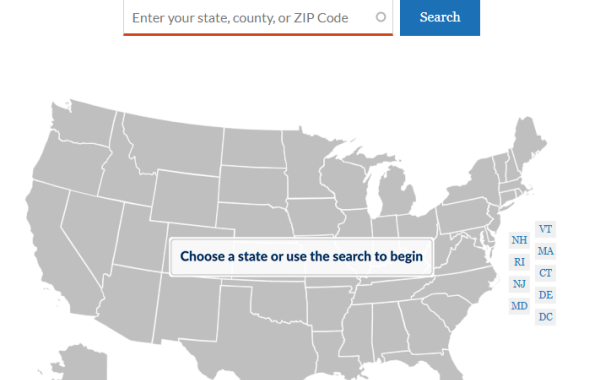 Screenshot of the search section of the CHRR site