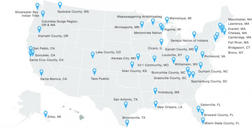 2019 RWJF Culture of Health Prize-winners map