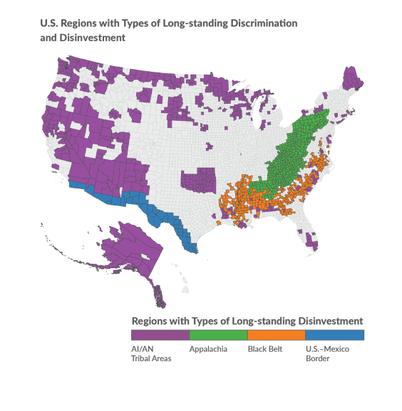 U.S. Regions with Types of Long-standing Discrimination and Disinvestment