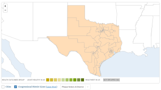 Map showing the congressional districts in Texas