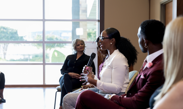 Woman speaks at conference